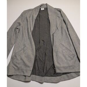 Cabi Pursuit Jacket 5300 Womens Medium Grey White Stripe Back Zip Lightweight